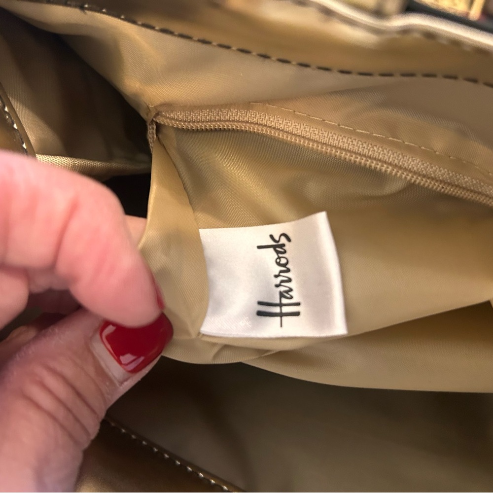Harrods Black Patent Tote with Gold Logo Plaque - Picture 5 of 5